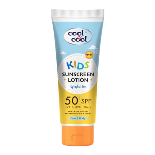 Cool & Cool Kids Sunscreen Lotion 50+ SPF with UVA & UVB Filters | Protects Against Skin Damage | Reduces Sun Allergies | For Face & Body | 50ml
