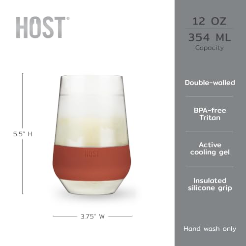 Image of Host Freeze XL Wine Glass Cooling Cup, Double Walled Insulated Freezable Drink Chilling Tumbler for Aperol Spritz 12 Ounces Terra Cotta