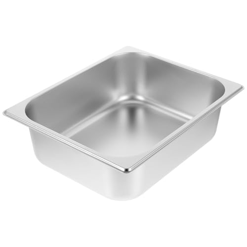 ARTSEWPLY Bandeja Rectangular de Acero Inoxidable 201 de 1/2 Tamaño (32,5x26,5x10 Cm) para Buffet, Soporte para Comida, Plato Profundo Esquinas Redondeadas, Adecuado para Restaurantes