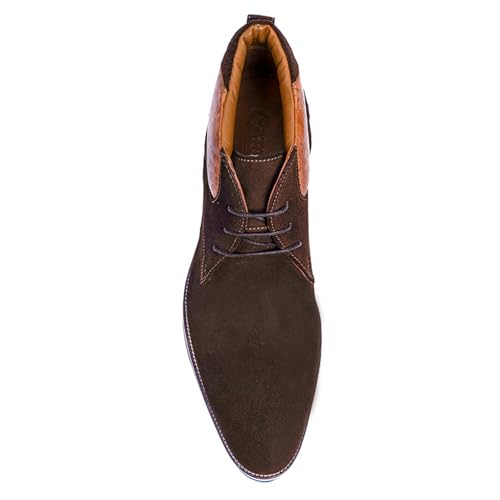 Carlos Santana Morello Lace-Up Traditional Chukka Boots for Men | Lightweight EVA Outsole & Cushion Comfort Leather Footbed | with Crocodile Print on Calfskin Leather4