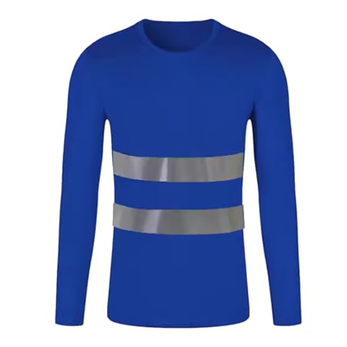 Mymyguoe Camiseta reflectante de manga larga para hombre, camisas de visibilidad, ropa de advertencia, camisa de trabajo de secado rápido, camisas de trabajo, transpirables, ropa de trabajo, camisa de