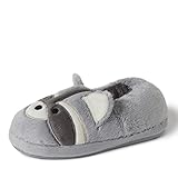 Dearfoams Easter Basket Stuffers Gifts for Kids Washable Animal Critter Slippers, Raccoon, 2-3 Big Kid