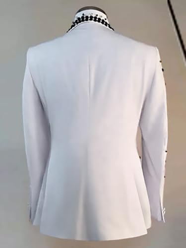 Diamond Beaded Luxury Men's Suit Groom Blazer Embellished Banquet Jacket Formal Wedding Tuxedo Coat Dinner Prom Party3