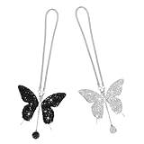 PRETYZOOM 2個 蝶のペンダント 車の装飾 バックミラー 蝶の吊り下げアクセサリー 車の蝶がぶら下がっている 蝶の 蝶の車の吊り飾り 蝶飾り 車のミラー装飾吊り下げ ラインストーン