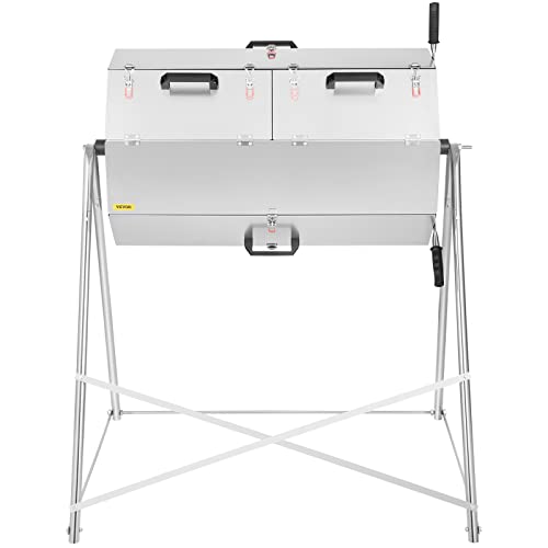 Vevor Compost Tumbler, 400L / 106 Gal, Rustproof Stainless Steel Dual-Chamber Garden Composter, Heavy-Duty, All-Season Outdoor Compost Bin, Fast-Working System For Composting Kitchen ＆ Yard Waste #TOP7