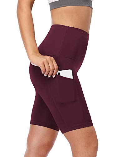 CADMUS Women's High Waist Spandex Yoga Shorts for Bike Running Two Side Pockets