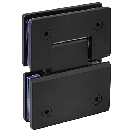 Shower Door Hinge, 180 Degree Frameless for 5/16"-1/2" Tempered Glass, Matte Black, Silver, 180 gradi