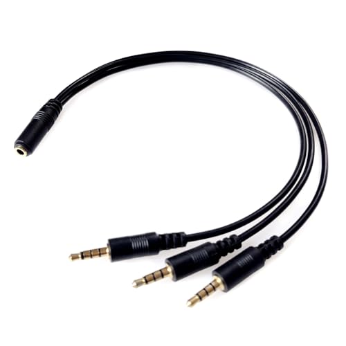 Cable divisor audio 3.5mm TRRS 33 cm 1 a 3 miniatura 3