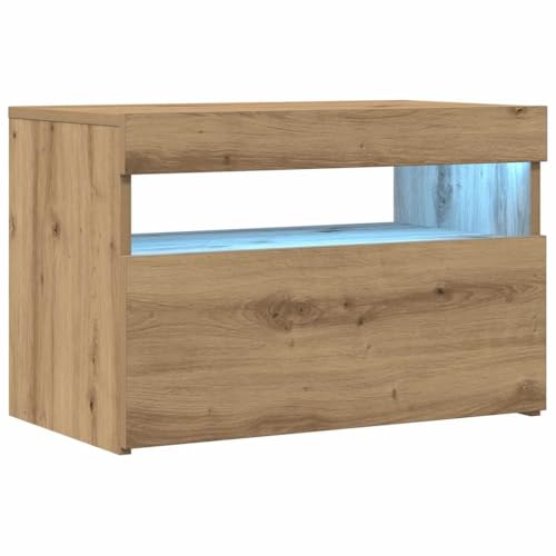 vidaXL TV Cabinet - Artisan Oak TV Stand with RGB LED Lights/Engineered Wood Entertainment Center with Storage - 60x35x40cm for Living Room, Office, Bedroom