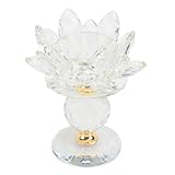 Bougeoir de lotus en cristal délicat - ce chandelier en métal de lotus en cristal peut égayer votre maison, ainsi que la décoration de la salle du bouddha, un chandelier de lotus en cristal exquis