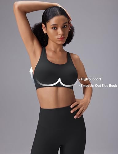 baleaf Sweatleaf Womens Adjustable Sports Bras, Crisscross Back Padded High Support Yoga Workout Running Bra3