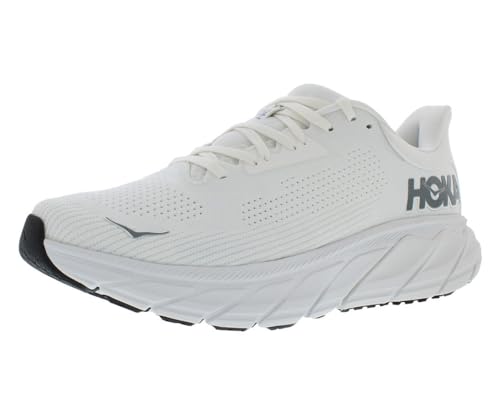 HOKA Arahi 7 Mens Shoes Size 11, Color: Blanc De Blanc/Steel Wool