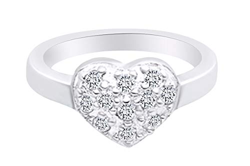 AFFY Round Shape White Cubic Zirconia Heart Ring 14k Gold Over Sterling Silver