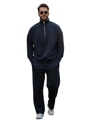 Image of Mack Jonney Solid Half Zipper Track Suit for men | Co-ord Set | Warm Fleece Tracksuit Set | Full Sleeve Sweatshirt