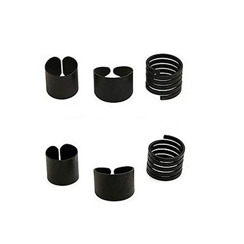 HABIT-The Unisex Fatale Goth Punk Rock Tattoo Midi Above Knuckle Black Band Free Size Adjustable Statement Open Ring Set for Women and Girls Parties Daily Life