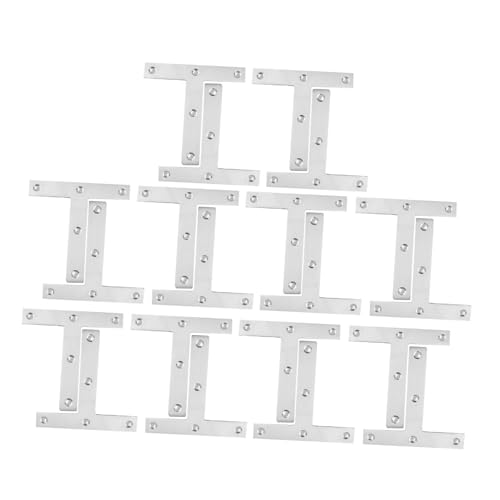 FRCOLOR 20pcs T Shape Corner Brace Flat Plate Connector Heavy Duty Repair Bracket 80mm Thickened Steel for Furniture Shelf Frame Industrial Fixing