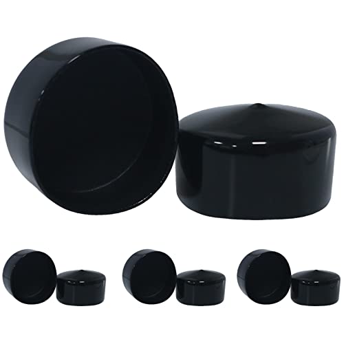 Image of Acocony 2 1 /2 Inch Rubber Cap (63.50 mm) Round Black Pack of 8 | 2.5 inch PVC Rubber End Caps Dustproof, Protective & Aesthetic Flexible Covers for Tubing, Pipes, Poles, Bolts & More