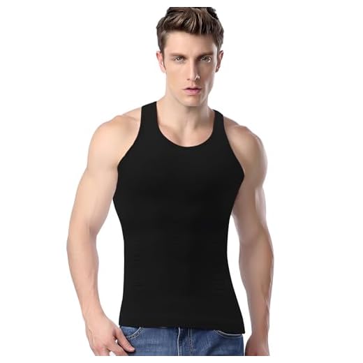 LISEJE Mens Slimming Body Shaper Vest, Gynecomastia Compression Shirts, Tummy Control Undershirts