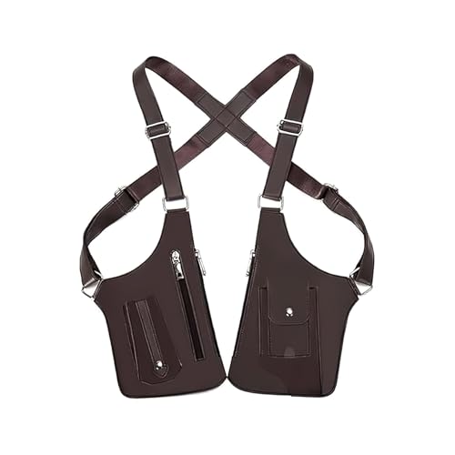 gresonic sacoche holster homme en cuir unisexe pour sous les aisselles, sac à bandoulière réglable avec attraction magnétique faible et design anti-vol discret (Marron)
