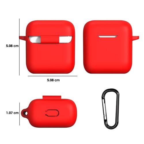Image of Sounce Earphone Case Cover Compatible with Boat Airdopes 141, Soft Silicone Skin Case Cover Shock-Absorbing Protective Case with Keychain [Front LED Visible] - Dark Red
