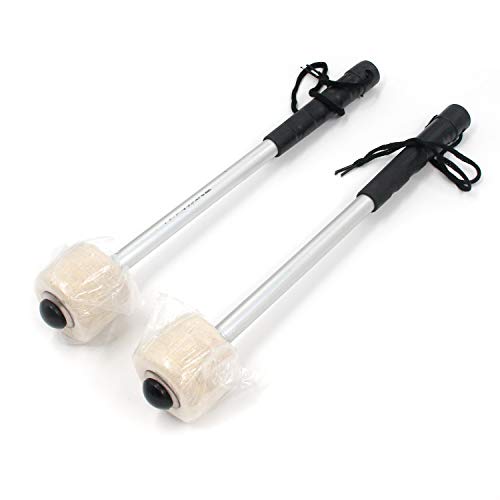 Farboat 2Pcs Drum Mallet Stick Wool Felt Head 11.8" Stainless Steel Handle Anti-Slip Instrument Accessories Part For Bass Drums, Snare Drums, Marching Drums #TOP20