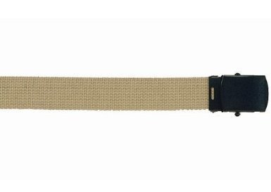 Army Camouflage Solid Color Military Web Belt (Khaki - Black Buckle, 44