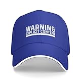 Warning Explicit Content Hat for Men Baseball Hat with Design Hat Blue