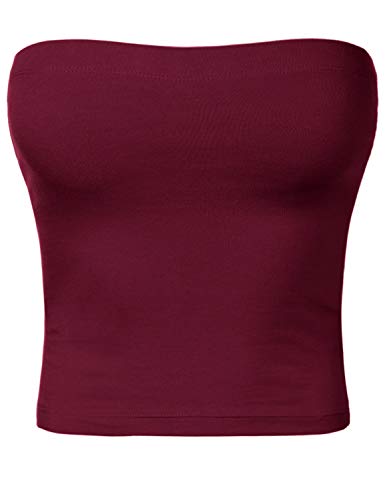 Image of Women's Shapewear Tube Tops Strapless Ruched Built-in Shelf Bra Casual