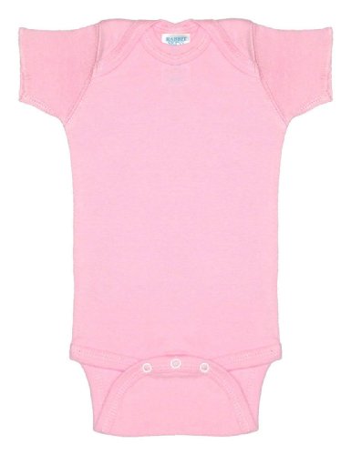 RABBIT SKINS Infants'5 oz. Baby Rib Lap Shoulder Bodysuit, 6MOS, Pink