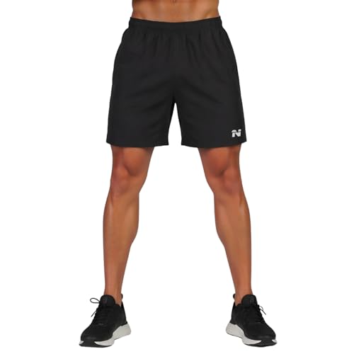 Image of NINQ Mens 2 Pack Polyester Yoga Short Men Summer Running Gym Sports Shorts with Pockets Shorts for Men (in, Alpha, M, Regular, Black)