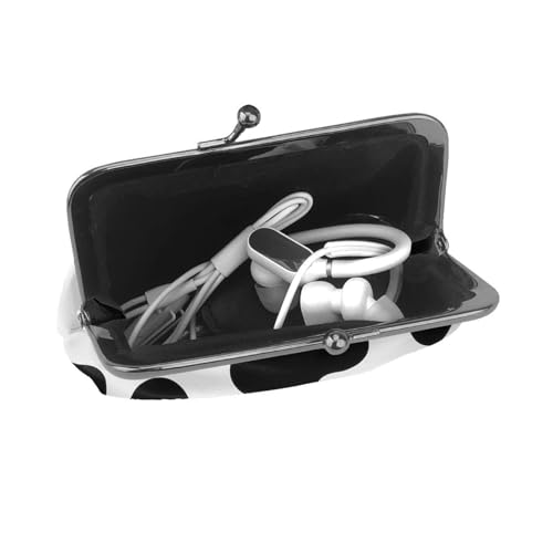 Pu Leather Buckle Coin Purse Black Cow Print Girls Kiss-Lock Change Purse Wallets4