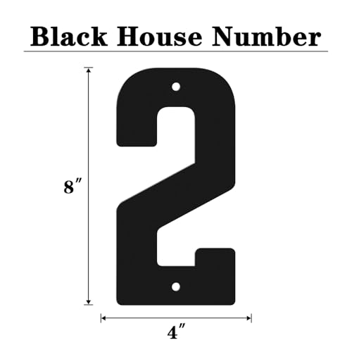 8\" 12\" Large Metal Letters, Modern House Address Numbers Letters, Metal Door Numbers, Large Black House Address Letter Number for Home Office Street Apartment Outside (8\" 2) - Thumbnail 2