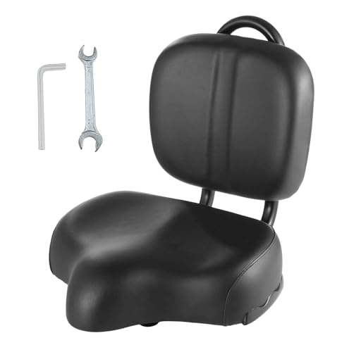 THALOUS Bike Seat with Backrest Oversized Comfort Bicycle Saddle Replacement Soft Memory Foam Padded PU Cushion Universal for Tricycle Mountain Bike Commuter Bike Electric Bike by THALOUS - Used condition - US$37.98