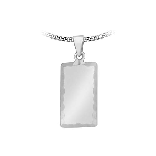 Image of Tuscany Silver Women's Sterling Silver Diamond Cut Edge Dog Tag Pendant on Curb Chain - 46cm/18