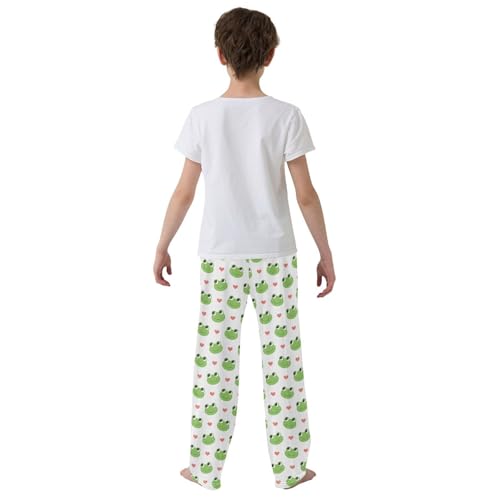 Funny Frog Love Boys Long Pants Soft Trousers Elastic Waist Kids Lounge Bottoms with Pockets S-XL3