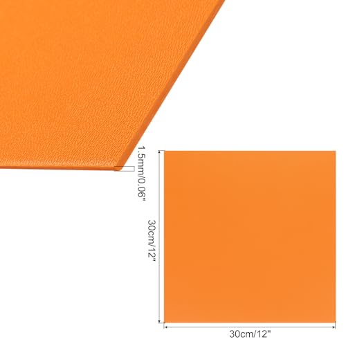 Image of ABS Plastic Sheet 12 x 12 Inch,Flexible Plastic Sheets 1 /16 Inch Thick Thermoplastic Sheet with Leather Texture Dark Orange for DIY Crafts Decors 1Pcs