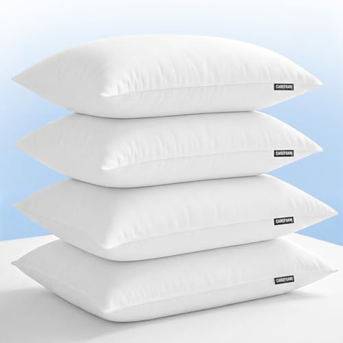 Image of CareFoam Height Adjustable Microfiber Sleeping Pillows - Set of 4 | 16 inch x 24 inch| Soft, Supportive & Washable | Ideal for Back, Side & Stomach Sleepers | White