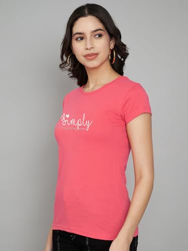 Image of Women Cotton Regular Fit Round Neck T-Shirt (Simply)