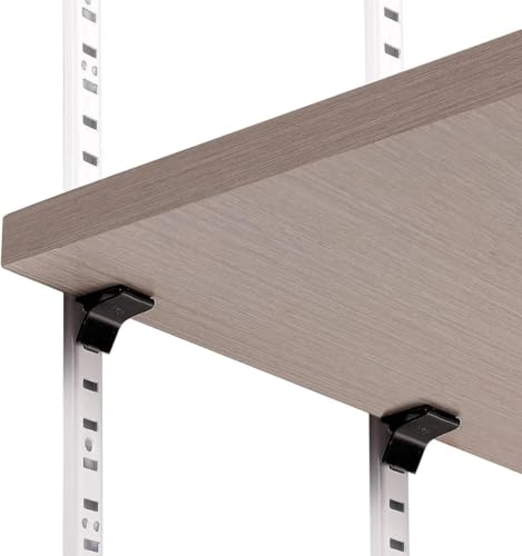 Image of Shelf Clips, Hosrnovo Adjustable Shelf Brackets for 255 Standard Pilaster, Heavy Duty Metal Shelving Brackets Clips for Kitchen Cabinet Bookcase (Black) (14)