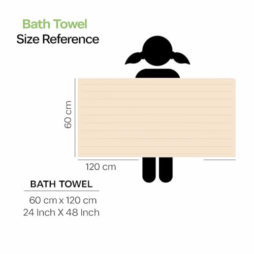 Image of DIVYAM Kids Bath Towel - 425 GSM Soft Microfiber Towel for Newborns, Toddlers & Kids - Lightweight, Absorbent - Cute Bear Print - Beige Color - 120 x 60 CM - Travel Friendly - Set of 1