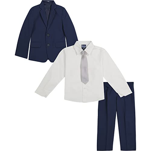 Image of Nautica Boys' 4-Piece Tuxedo Suit Set with Jacket, Pants, Dress Shirt & Bow Tie for Weddings & Special Occasions