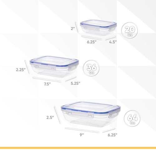 Image of Superio Plastic Food Storage Container Set, BPA Free, Sealed Containers with Airtight Lids for Pnatry, Cupboard, and Fridge- Microwave and Dishwasher Safe (10) (3. Pack)