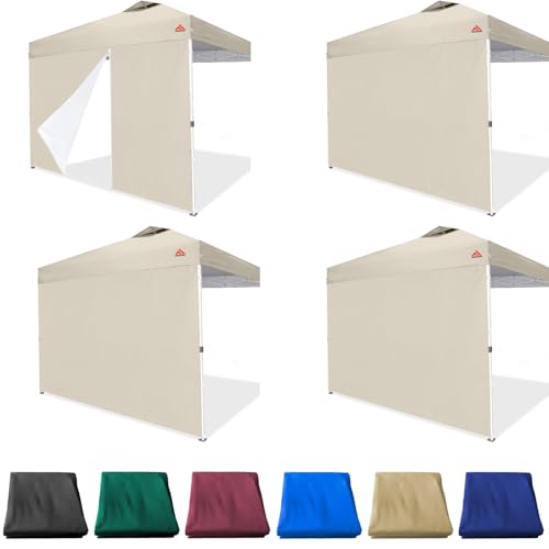Beige SideWall for 10x10 Canopy Frame, 3 Pack SunWall and 1Pack Door Only, (with Zippers)