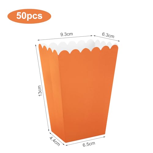 50 Stück Popcorn-Boxen, Popcorn- und Süßigkeitenbehälter, Karton, für Party-Snacks und Kinos (orange)