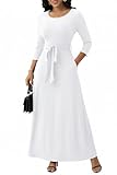 FANDEE Easter Dress for Women All White, Basics Long Dress Plus Size, XL