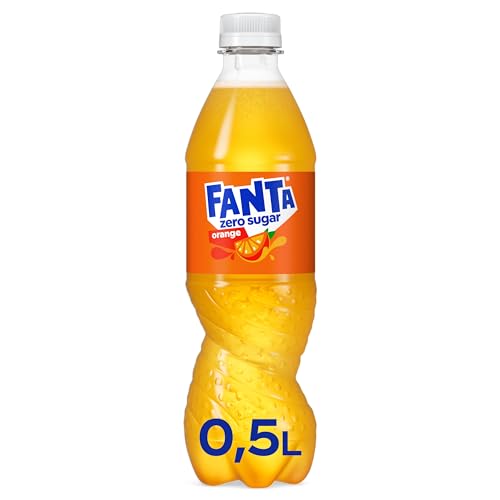 Fanta Zero Orange - fruchtig-spritzige Limonade mit klassisichem Orangen-Geschmack - ohne Zucker und ohne Kalorien - erfrischender Softdrink in Einweg Flaschen (12 x 500 ml)