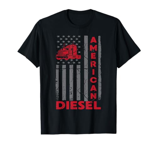American Diesel Patriotic Flag Trucking Life USA Truck Fan T-Shirt