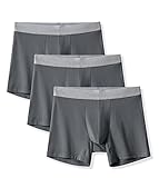 LAPASA Herren Boxershorts 3er Pack aus Micro Modal, Männer Unterhosen Unterwäsche Retroshorts Boxers Trunk ohne Eingriff M02, XXL, Grau*3 M02