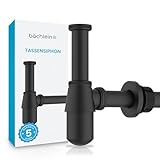 Bächlein Tassensiphon Universal für Waschbecken & Waschtisch (Matt Schwarz), Geruchsverschluss mit...
