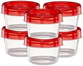 Elegant Disposables (4 Ounce 10 Pack) Twist cap Containers Clear Bottom With Red Top Screw on Lids Twist Top Food Storage Freezer Reusable Containers